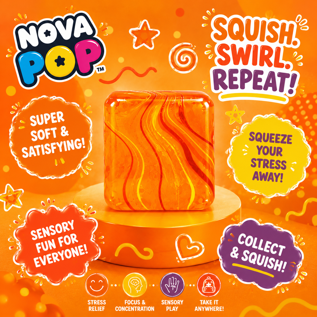 NovaPop Swirl Cube Squishy Toys – Assorted Colors