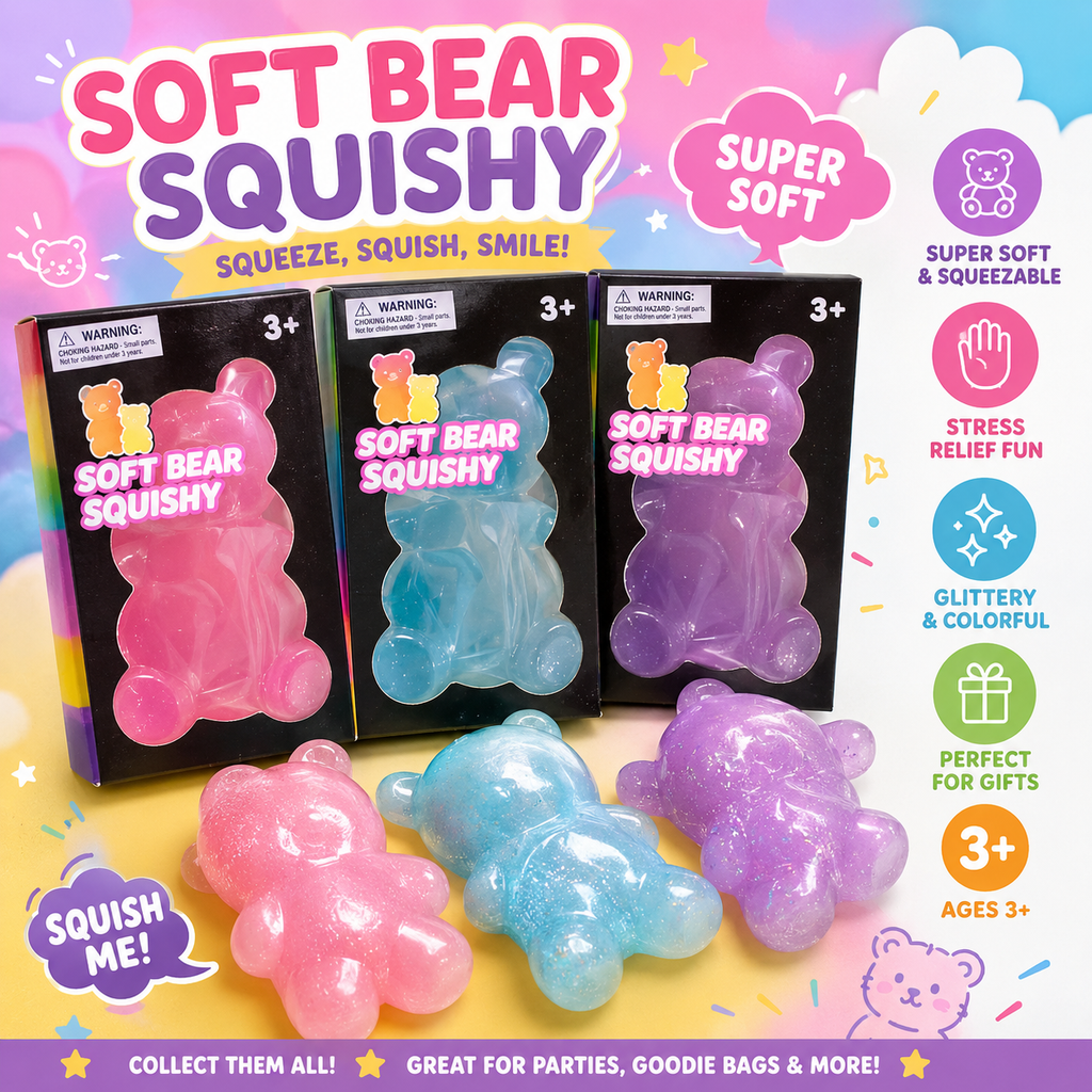 NovaPop Bear Squishy Toys – Assorted Colors