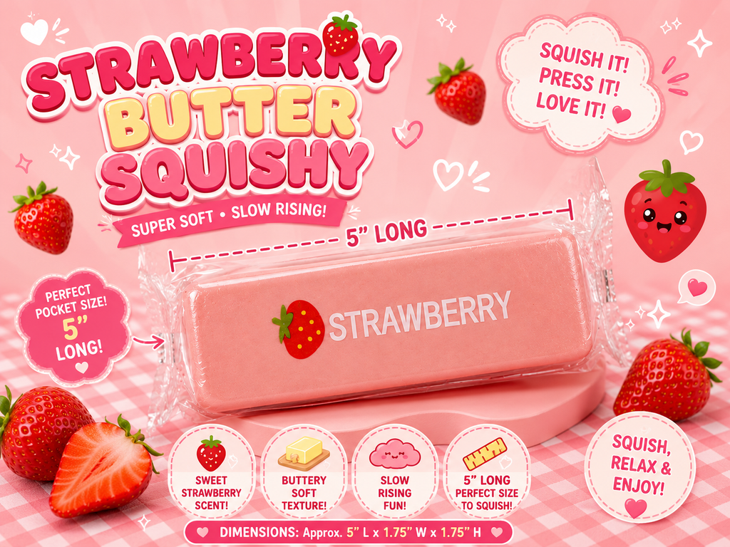 NovaPop Squishy Butter Strawberry – Slow Rise Sensory Toy