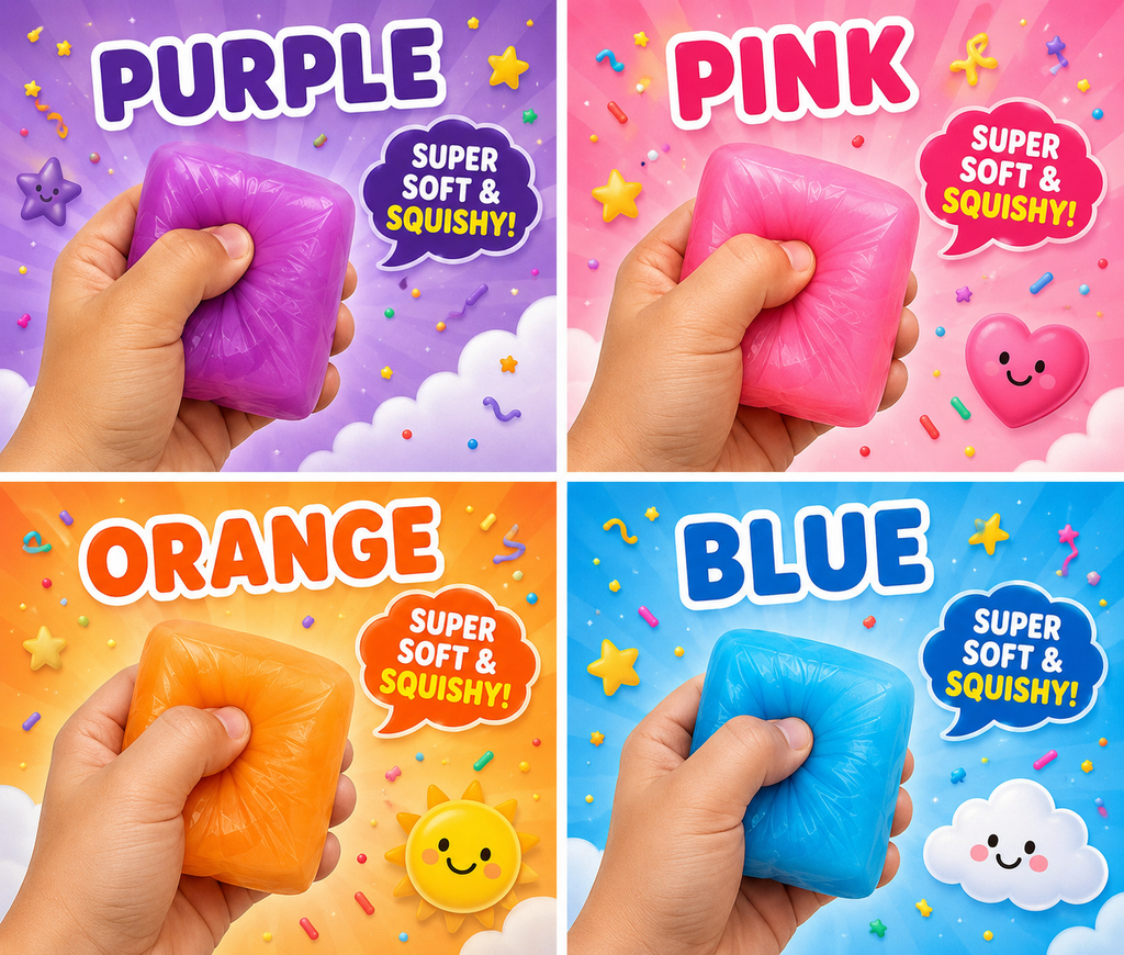 NovaPop Solid Cube Squishy Toys – Assorted Colors